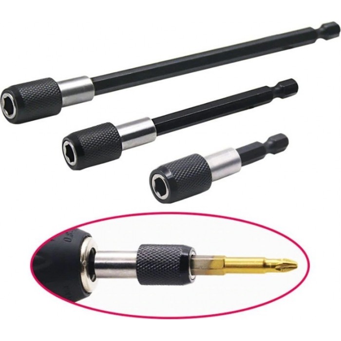 Hızlı Vidalama Adaptörü Bit Vidalama Uzatma Aparatı Manyetik Altıgen 1/4 Hex Bits Şaftlı 3 Parça