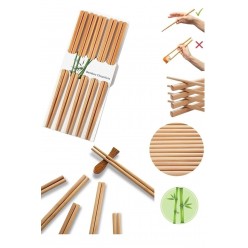 10 Çift - 20 Adet Yıkanabilir Organik Bambu Çin Çubuk Uzakdoğu Çin Yemek Çubuğu Chopstick
