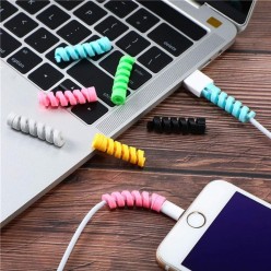 8 ADET Apple, Android Şaj Kablosu Koruyucu Silikon Spiral Yay Aparat  Şarj Kablo Koruyucu