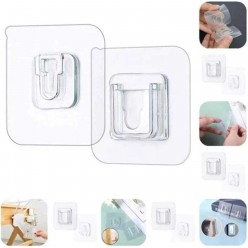 4 LÜ SET Çift Taraflı Yapışkanlı Geçmeli Klips Eşya Sabitleme Askısı Çerçeve Şeffaf Duvar Kancası 