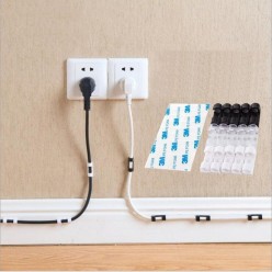 Yapışkanlı Mini 20 LI Klips USB Pc Adaptör Kablo Tutucu Aparat Şeffaf Renk