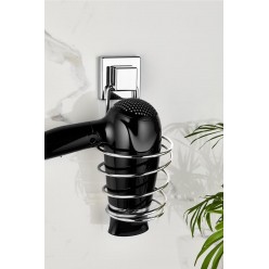 Fön Makinesi Tutucu Kare Güçlü Macun Yapışkanlı Saç Kurutma Makine Askısı Krom Fönlük