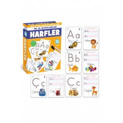 Yaz Sil Aktivite Kartları Çift Taraflı Harfler Öğretici Oyuncak Kart
