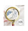 10x Büyüteç (8CM) Camlı Büyüteç Gold Cerçeveli Tutma Saplı Okuma Tamir Büyüteçi