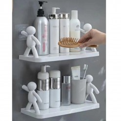 Büyük Boy Yapıskanlı Çöp Adam Şeklinde Organizer Duvar Raf Banyo Rafı Duvar Rafı Mutfak Rafı Baharat