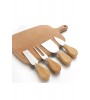 4'lü Bambu Saplı Çelik Peynir Bıçağı Set Çatal Spatula Seti, Sunum Seti Kahvaltı Mutfak Bıçak Seti