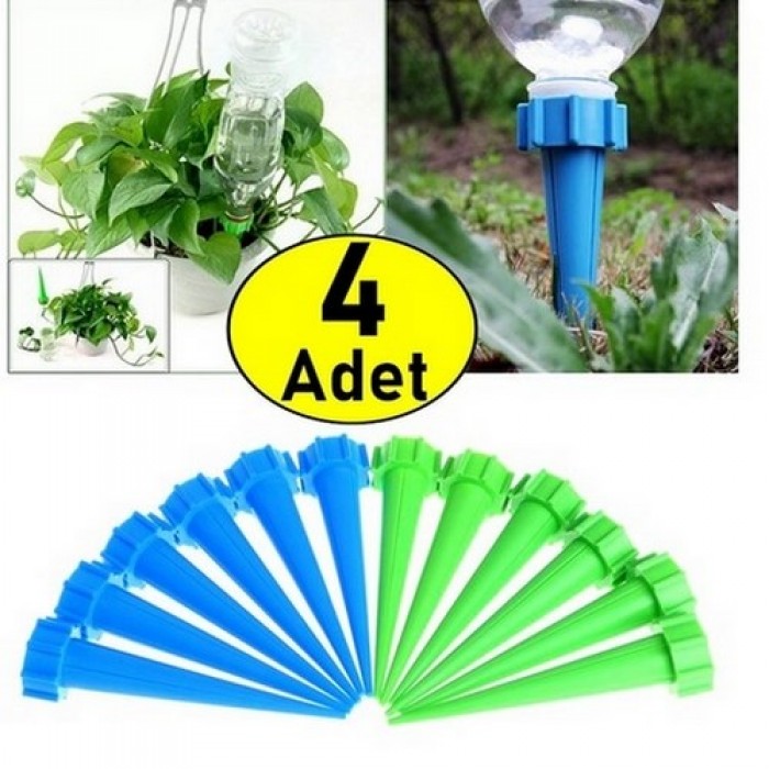 4 Adet Çiçek Sulama 0.5 -1.5 Litrelik Şişelere Uyumlu Çiçek Saksı Sulama Aparatı Damlama Sistemi