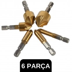 6 Parça Premium Titanyum Kaplama Bits Uçlu Kırılmaz A Kalite Paslanmaz Havşa Açma Matkap Uç Seti