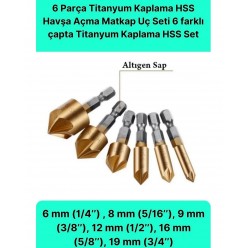 6 Parça Premium Titanyum Kaplama Bits Uçlu Kırılmaz A Kalite Paslanmaz Havşa Açma Matkap Uç Seti