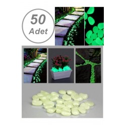 50 Adet Bahçe Için Fosforlu Çakıl Taşı Gece Parlayan Fosforlu Çakıl Taşları Akvaryum Dekoratif