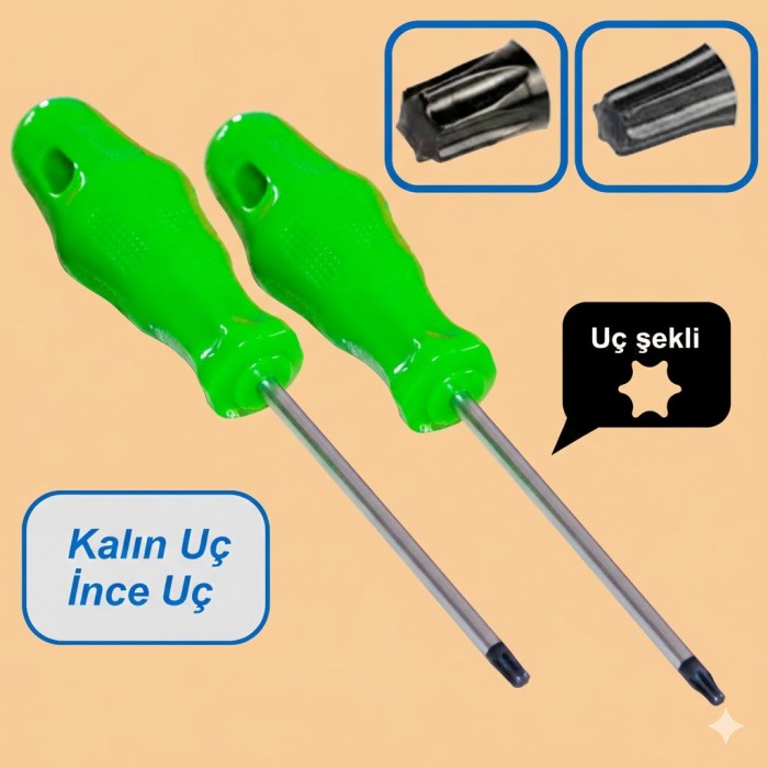 Torx T15 T20 Çamaşır Bulaşık Makinesi Fırın Kapağı Sökme 2 'li Tork Tornavida Seti 6 Köşeli Uç Torna