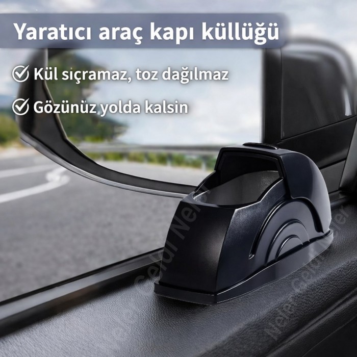 Araç İçi Küllük Metal Hazneli Kayar Kapaklı Araç İçi Oto Küllük Kokusuz Dökülmez Araba Küllüğü