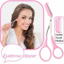 Eyebrow Clipper Kadın Kaş Kesme Makası Pratik Kaş Düzeltici Makası Kaş Düzeltici Makas Yedek Taraklı