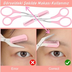 Eyebrow Clipper Kadın Kaş Kesme Makası Pratik Kaş Düzeltici Makası Kaş Düzeltici Makas Yedek Taraklı