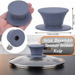 Silikon Yanmaz Yakmaz Universal Cam Tencere Kapağı Kulpu 1 Adet Tencere Tepesi Kapak Tutacağı Kulp