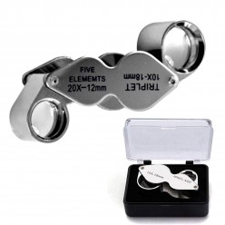 Küçük Yakın Büyüteci Lup Büyüteç Metal Loupe Büyüteç İkili 10x18-20x12mm Kuyumcu Saatçi Büyüteci