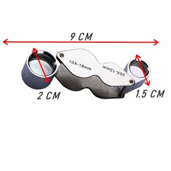 Küçük Yakın Büyüteci Lup Büyüteç Metal Loupe Büyüteç İkili 10x18-20x12mm Kuyumcu Saatçi Büyüteci