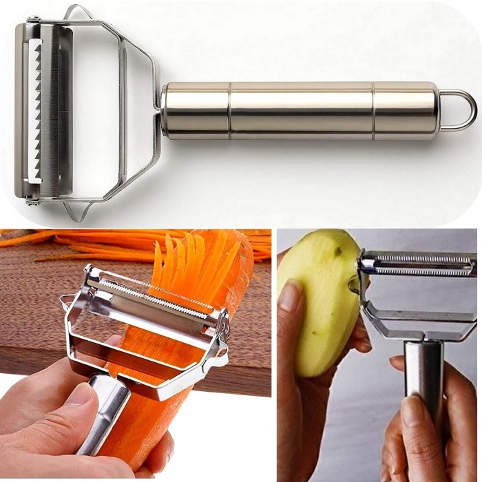 Jumbo Boy Paslanmaz Çelik Turbo Jülyen Sebze Ve Meyve Soyucu Pratik Soyacak Metal Sebze Soyacak 18cm