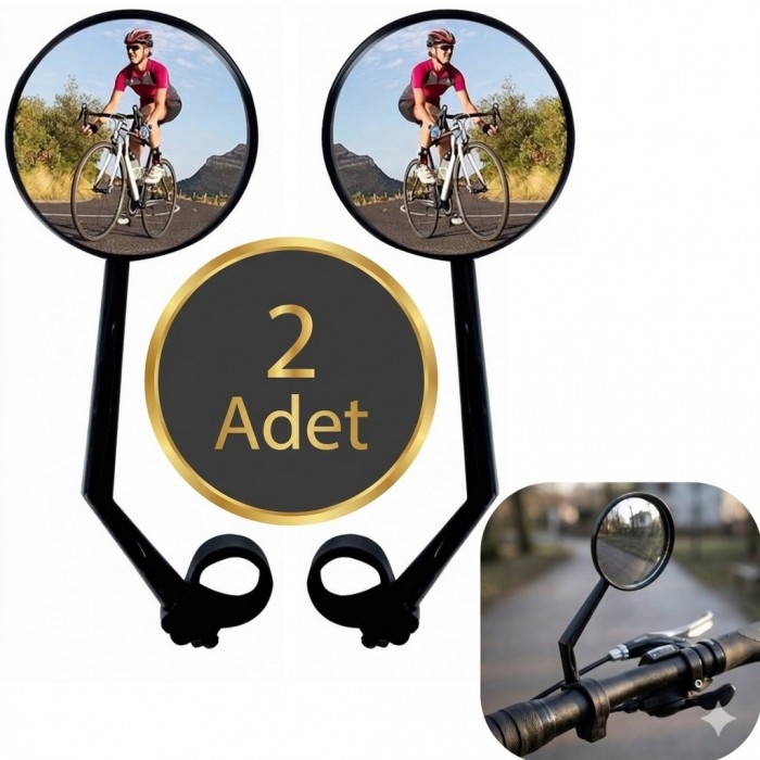 2 ADET Bisiklet Aynası Geniş Açı 20 cm Uzunluk 8 cm Ayna Çapı Ayarlanabilir Güvenli Sürüş Aynası