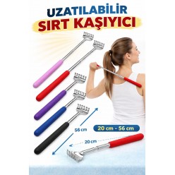 Kaymaz Saplı Renkli Teleskobik Sırt Kaşıyıcı Metal Kaşağı Uzatılabilir Sırt Kaşıma Aparatı 20-56 cm
