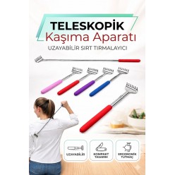 Kaymaz Saplı Renkli Teleskobik Sırt Kaşıyıcı Metal Kaşağı Uzatılabilir Sırt Kaşıma Aparatı 20-56 cm
