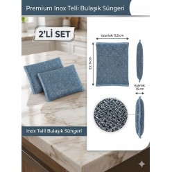 2 ADET Sihirli İnox Paslanmaz Telli Bulaşık Süngeri Güçlü Yağ Çözücü Metal Temizlik Süngeri