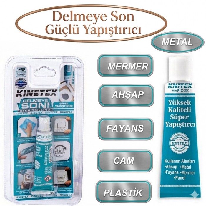 Tüp Yapıştırıcı Delmeye Son Kinetex Güçlü Yapıştırıcı Extra Güçlü Mermer Fayans Metak Ahşap Yapıştıc