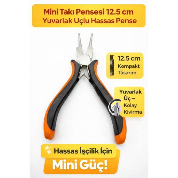 Mini Dış Segman Pensesi Düz Uçlu Mini Kıvırma Takı - Hobi Pensesi - Yuvarlak Uçlu Takı Pensesi