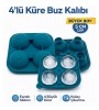 Büyük Boy Silikon 4 Lü Top Buz Kalıbı Buz Küpü Yuvarlak Buz Küpü Kalıbı BPA içermez Silikon