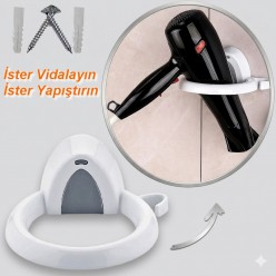 Fön Makinesi Tutucu Güçlü Yapışkanlı Saç Kurutma Makinesi Askısı Plastik  Fönlük Tutacağı 