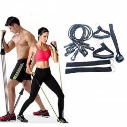 9 Parça Direnç Lastiği Seti Kapı Arkası Direnç Bandı SİYAH Power Band Set Kas Geliştirici Pilates