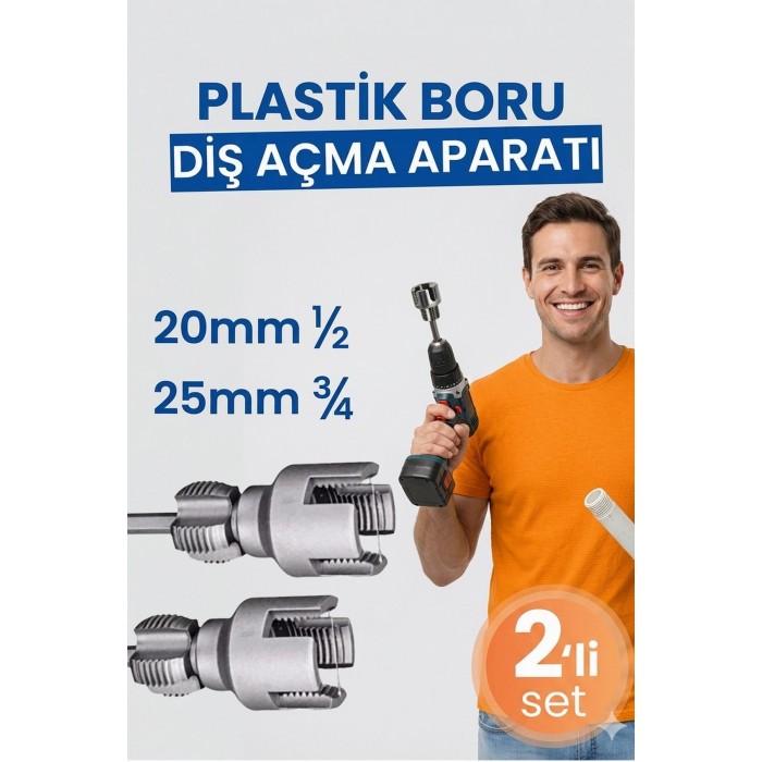 2’ li Set İç Dış Plastik Boru Diş Açma Seti 1/2 ve 3/4 İnç PVC Boru Pafta Klavuz 20mm 25mm PPRC