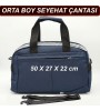 Lacivert Orta Boy Seyahat Çantası 50x27x22 cm El Valizi Spor & Yolculuk Çantası Çok Amaçlı Kullanım
