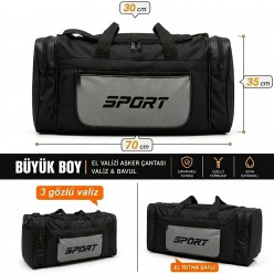 Büyük Boy El Valizi Asker Çantası 70 cm Spor Seyahat Çantası 3 Gözlü Dayanıklı Valiz & Bavul