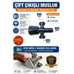 Çift Su Girişli Çamaşır Ve Bulaşık Makine Musluğu Taharet Musluğu Taksimat Musluk