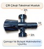 Çift Su Girişli Çamaşır Ve Bulaşık Makine Musluğu Taharet Musluğu Taksimat Musluk