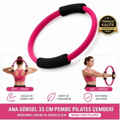 35 Cm Pilates Çemberi Sünger - Fuşya - Egzersiz Direnç Çemberi Yoga Fitness Ev Spor Aleti