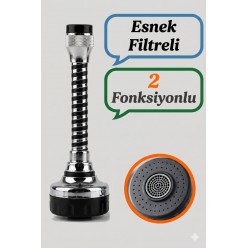 Esnek 2 Fonksiyonlu Metal Musluk Başlığı Filtreli Su Tasarruf Aparatı Tüm Musluklara Uyumlu 15 cm 