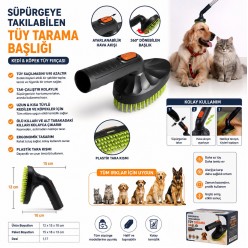 Süpürgeye Takılabilen Kedi Köpek Tüy Toplama Tarağı | Vakumlu Evcil Hayvan Tüy Fırçası | 360° Döner 