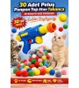 Oyuncak Peluş Ponpon Top Atan Fırlatan Ponpon Tabancası 30 Adet Ponponlu Oyun Oyun Topu 20 Adet Pluş