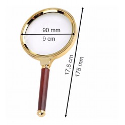 9 Cm Gold Dekoratif El Tipi Büyüteç 10x Büyütme 90mm Cerçeveli Tutma Saplı Okuma Tamir Büyüteçi 17cm