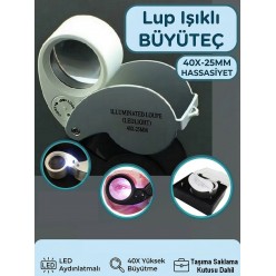 40x25mm Kuyumcu Saatçi Led Işıklı Büyüteç Cep Lup Büyüteç  Elmas Pullar Madeni Kontrol Tamirci Lup