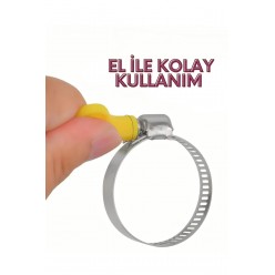 Hortum Kelepçesi 6'lı (Plastik Kelebek Bağlantılı) Paslanmaz Çelik Metal Hortum Kelepçesi 16-25 mm A