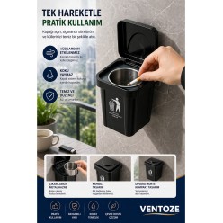 YEŞİL Çöp Kutusu Tasarımlı Duvar Küllüğü  Kapaklı Dekoratif Balkon Ofis Kül Tablası Paslanmaz Haznel