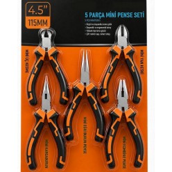 5 Parça Mini Pense Seti 4,5 İnc 11,43 Cm Pratik Pense Kargaburun Yankeski Kablo Kesme Set Profesyone