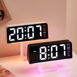 Dijital Led Alarm Saati, Tarih Göstergeli, Çift Alarm Gece Lambası Masa Saati  Saatli Gece Lambası