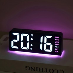 Dijital Led Alarm Saati, Tarih Göstergeli, Çift Alarm Gece Lambası Masa Saati  Saatli Gece Lambası